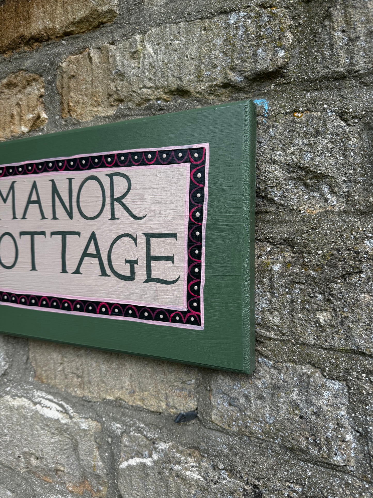 GREEN & PINK HOUSE PLAQUE