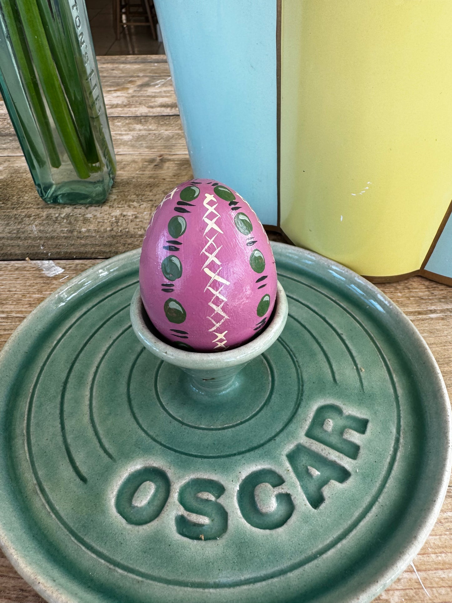 Pink and green egg