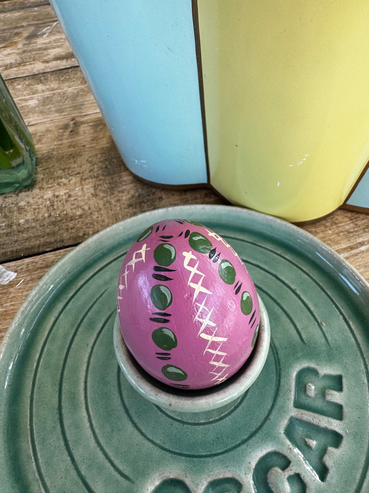 Pink and green egg