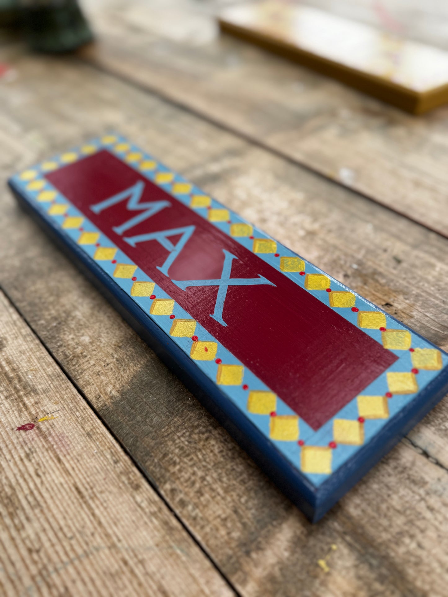 BLUE & YELLOW DIAMONDS - NAME PLAQUE