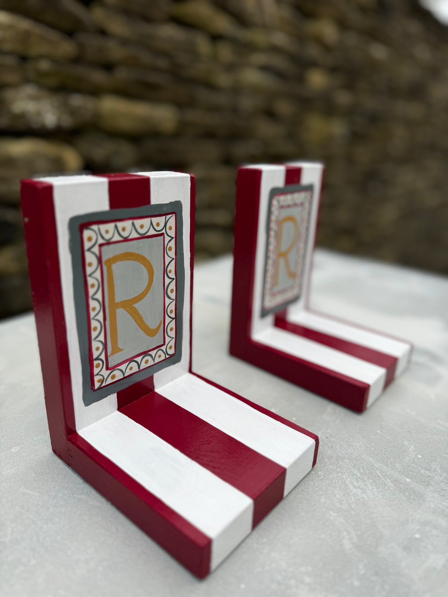 RED & WHITE STRIPE BOOKENDS