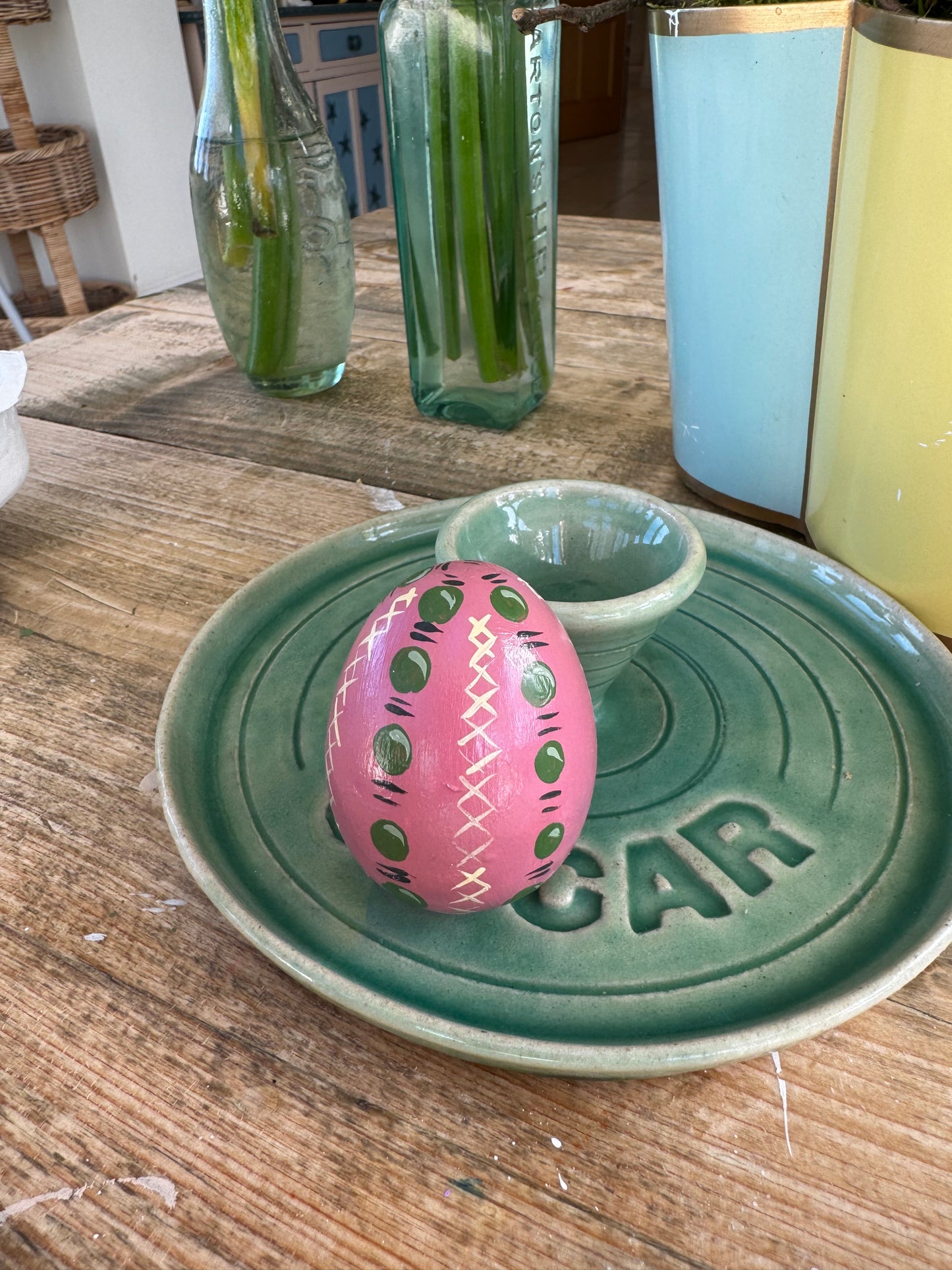 Pink and green egg