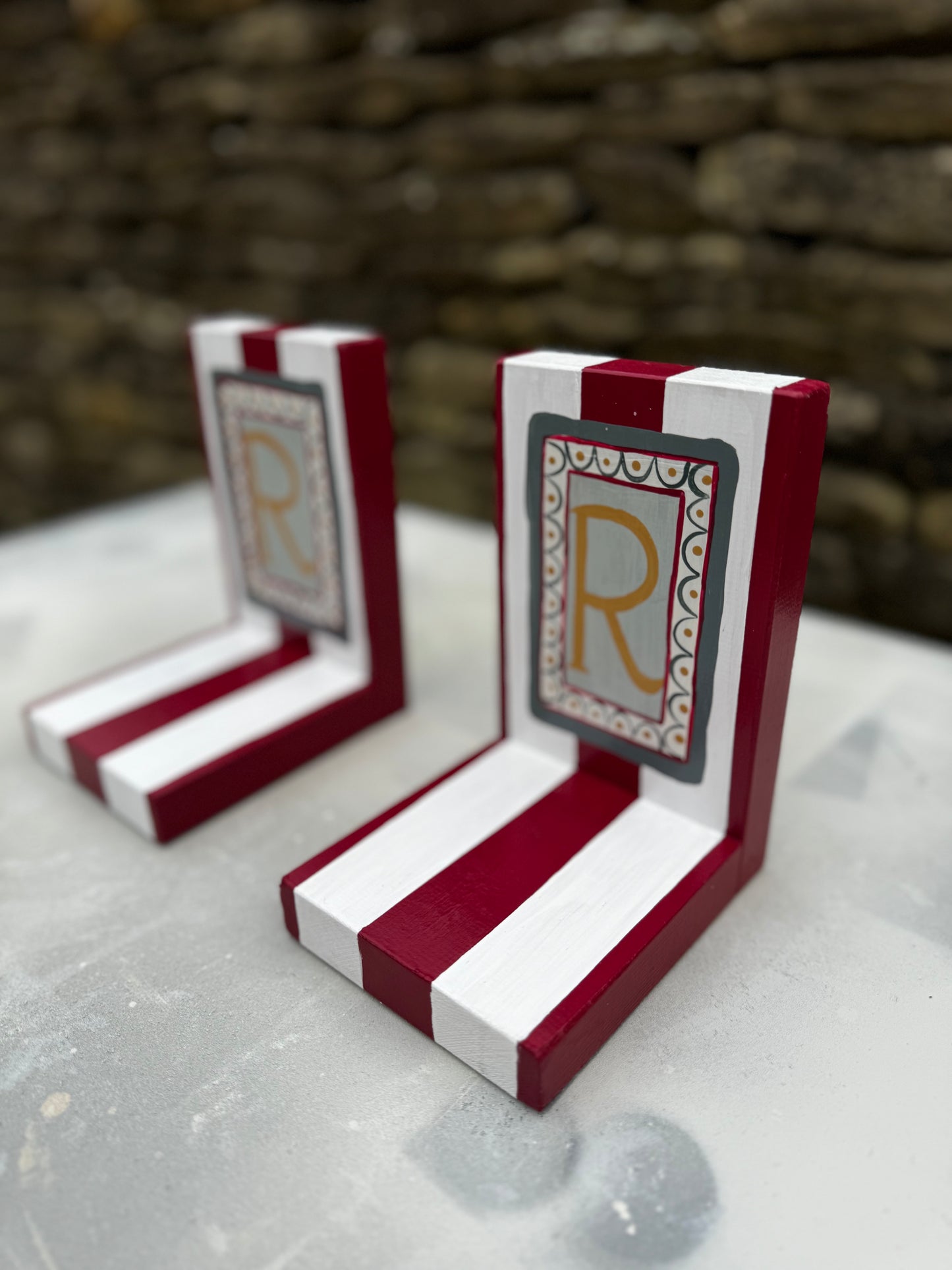 RED & WHITE STRIPE BOOKENDS