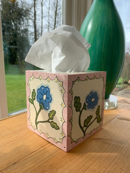 TISSUE BOX - 'BLUE FLOWER'