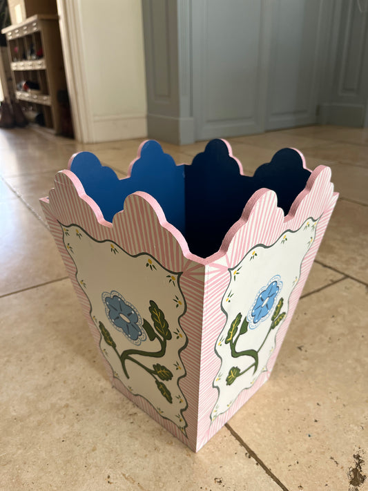 WASTE PAPER BIN - 'BLUE FLOWER'