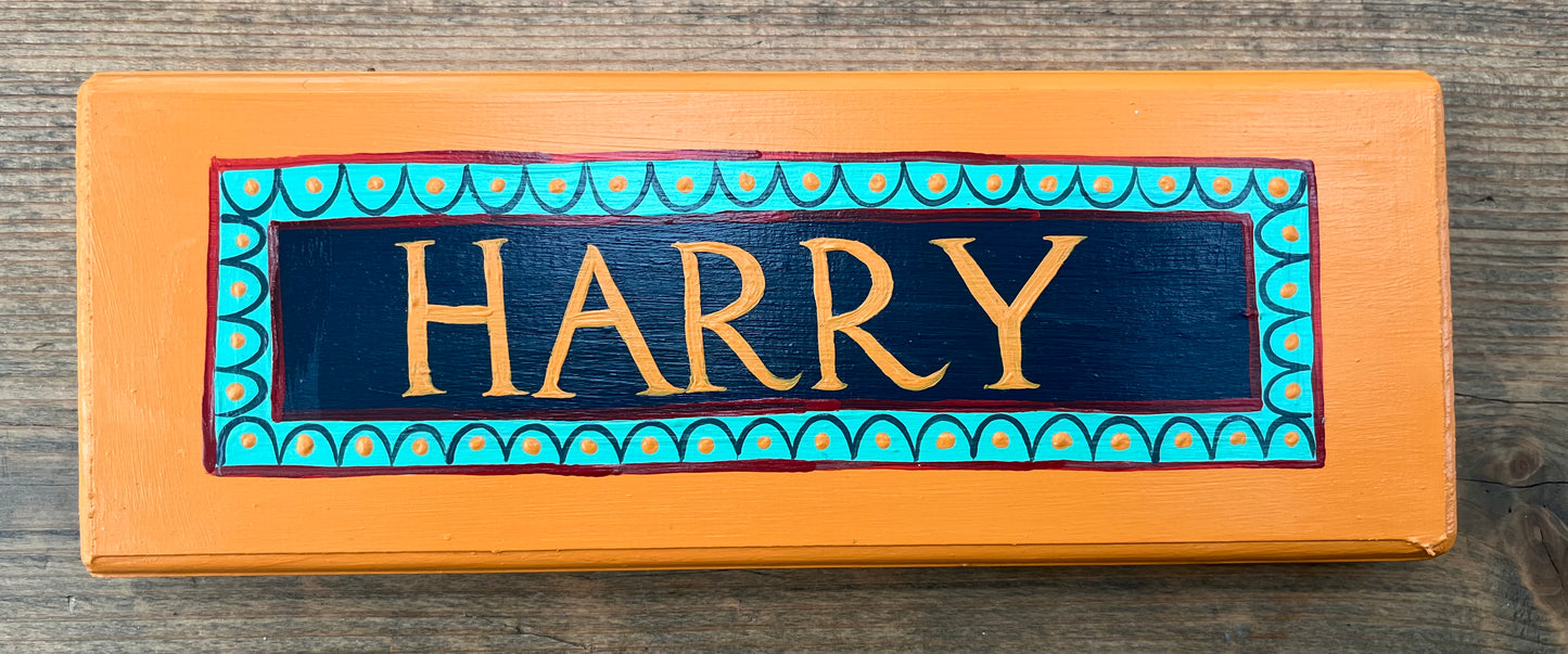 ORANGE & BLUE - NAME PLAQUE