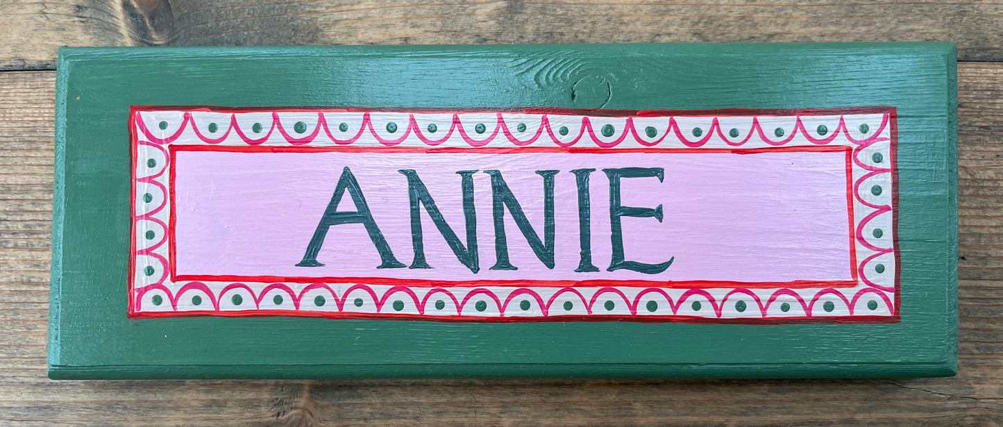 GREEN PINK & RED - NAME PLAQUE