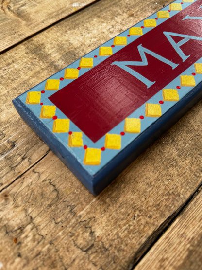 BLUE & YELLOW DIAMONDS - NAME PLAQUE