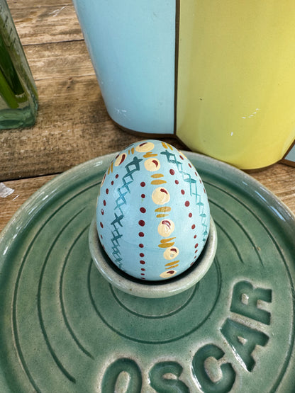 Blue and yellow egg