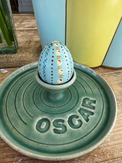 Blue and yellow egg