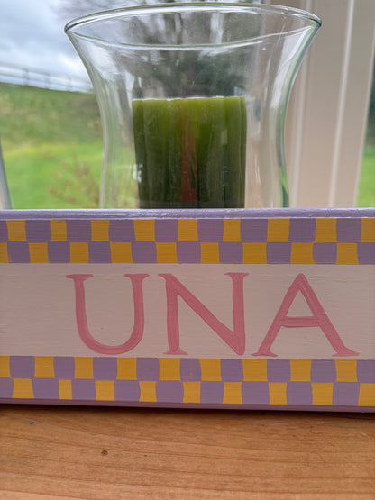PURPLE & YELLOW CHECKERBOARD- NAME PLAQUE