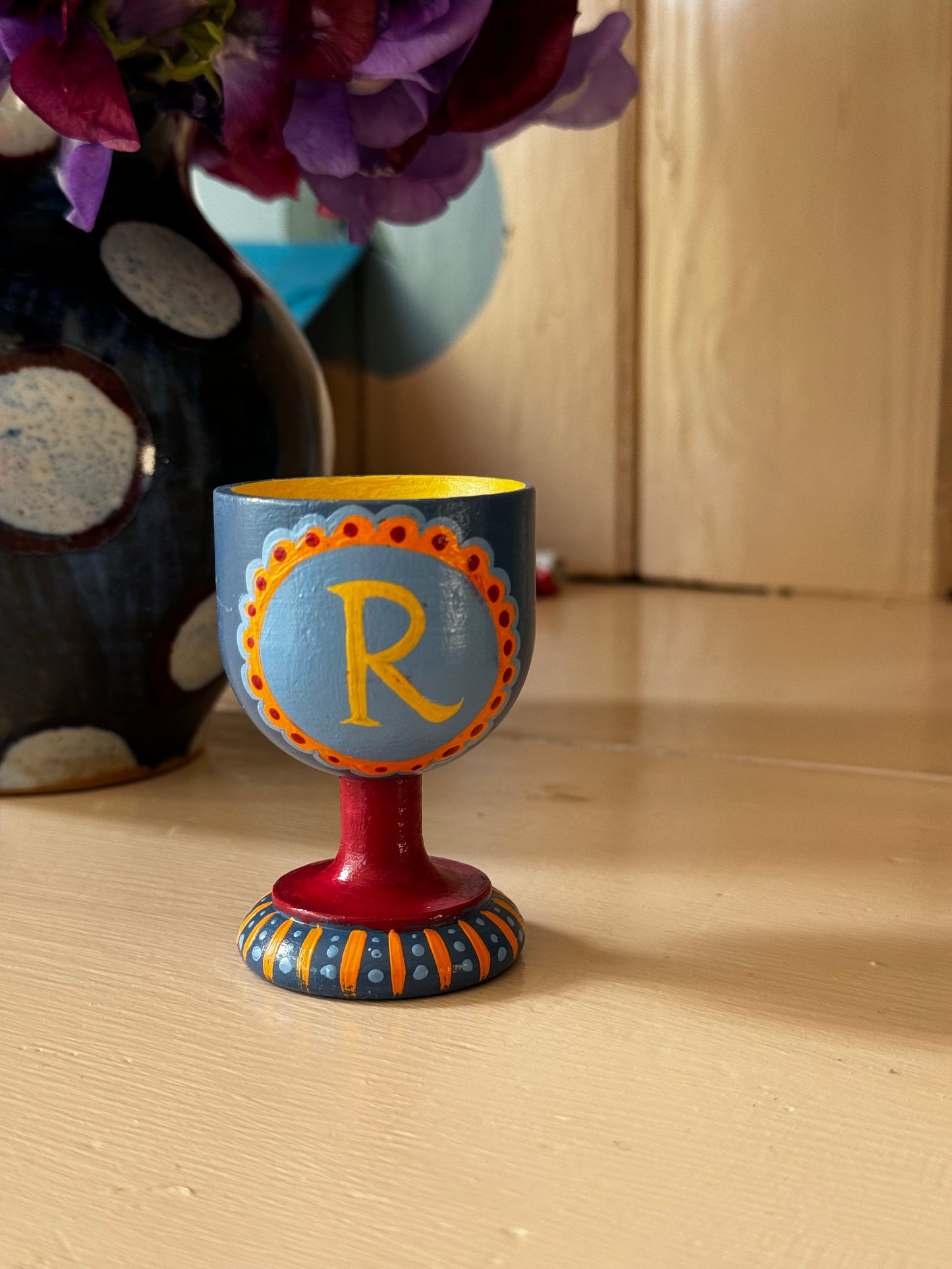 BLUE & YELLOW EGG CUP