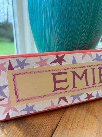 PINK & PURPLE STARS - name plaque