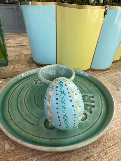Blue and yellow egg
