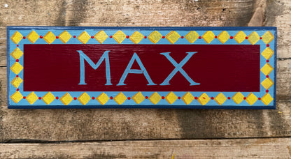 BLUE & YELLOW DIAMONDS - NAME PLAQUE