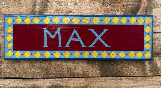 BLUE & YELLOW DIAMONDS - NAME PLAQUE