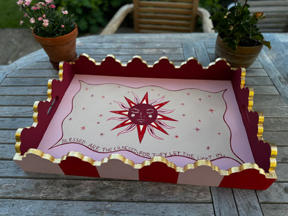 TRAY - 'SUN' IN PINK & RED